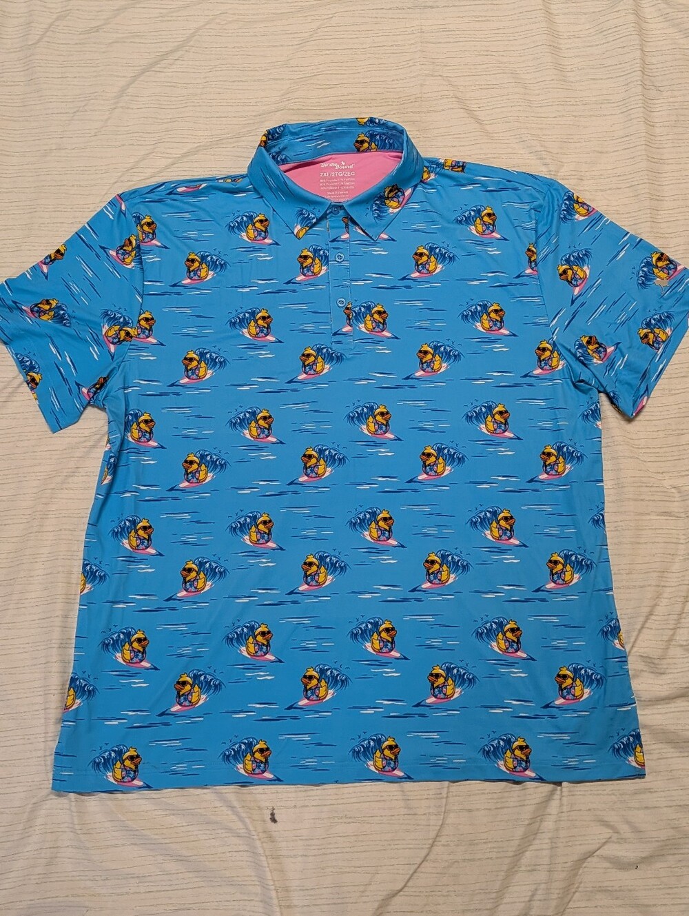 Men's Birdie Bound Rubber Ducky Golf Shirt, Blue, Size 2XL